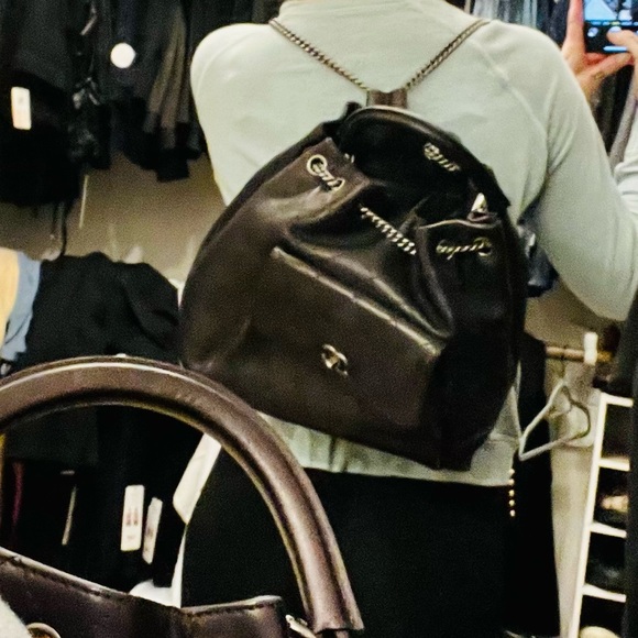 Black classic Chanel Calfskin Stitched Medium Luxury Drawstring Backpack - Picture 12 of 16